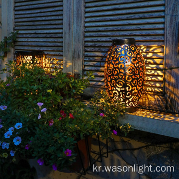 레트로 금속 방수 안뜰 마당 통로 장식 LED 테이블 태양 라이트 야외 교수형 정원 태양 등불 손잡이